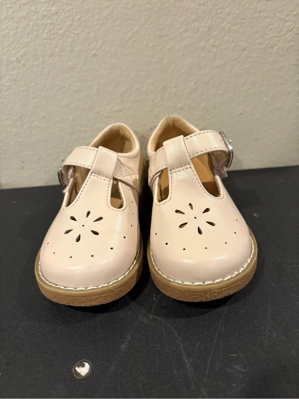 Cat & Jack Girls Lela Pink Mary Jane Dress Shoes Toddler Size 6 Hook & Loop